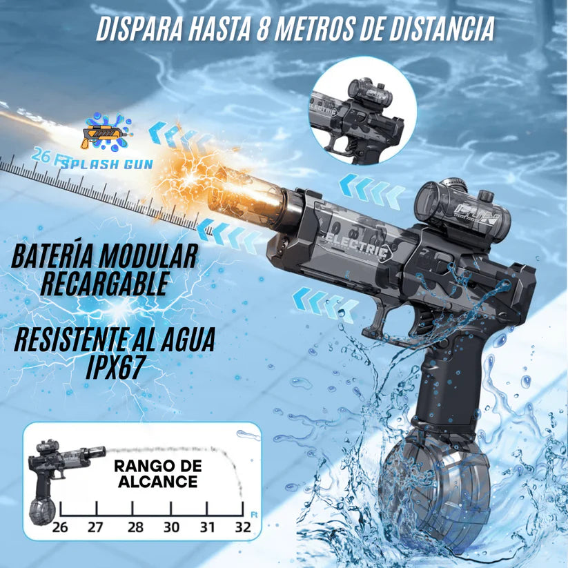 Blaster Eléctrico de Agua 🔫💦 – diversión sin límites gracias a su batería recargable.