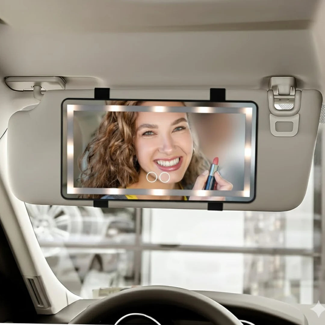 Espejo GlamCar Iluminación de belleza profesional en el auto ⭐