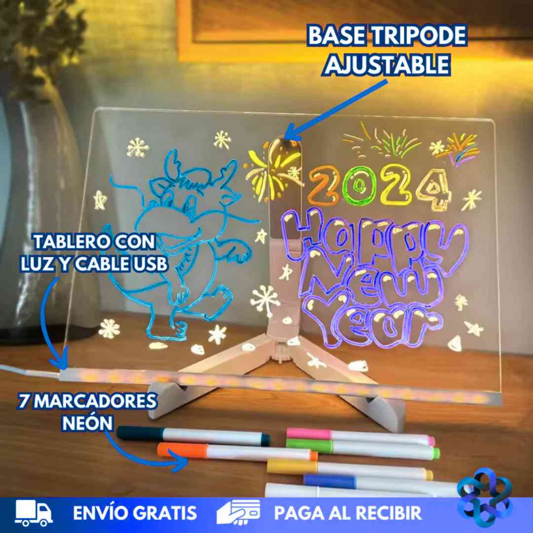 Pizarra Neón Mágica – Calma la ansiedad de tus hijos 🎨✨+ 7 marcadores GRATIS