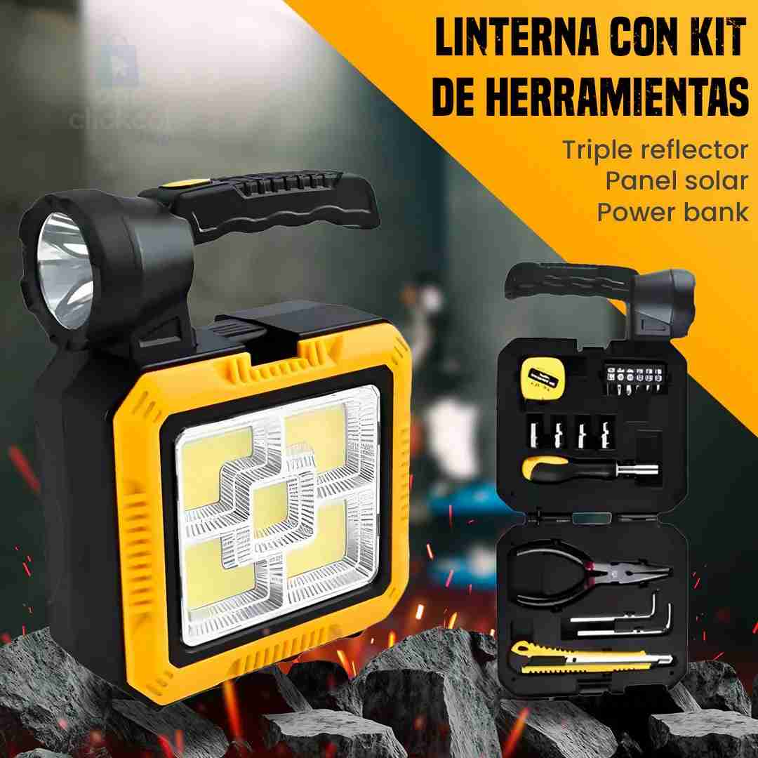 Lámpara LED Multifuncional. Carga Solar, PowerBank y Herramientas ⭐